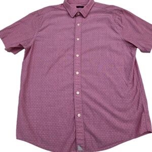 UNTUCKit Button Up Short Sleeve Mens Large Cotton Casual Shirt Red Pattern Slim